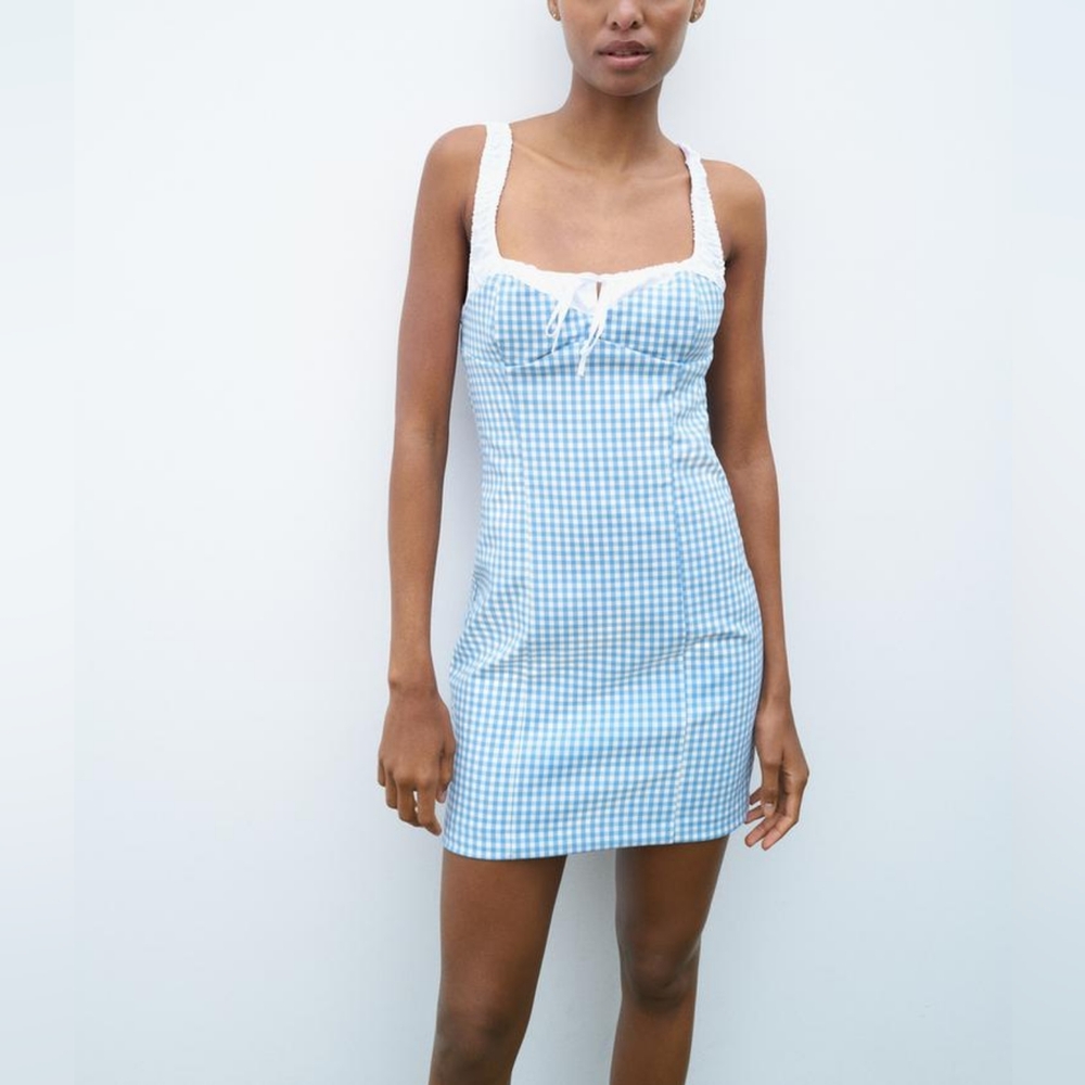ZARA COMBINATION GINGHAM DRESS